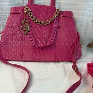 Sassy Jones Lori Pink Shoulder Bag with Gold Accents